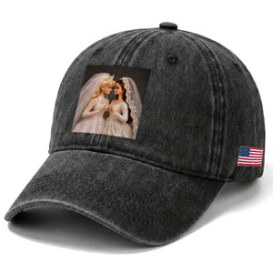 Funny Lesbian Doll Wedding Engagement Washed Cotton Baseball Cap LGBTQ Pride Gift