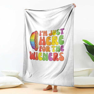 Funny Im Just Here For The Wieners Throw Blanket LGBTQ Pride Party Gift