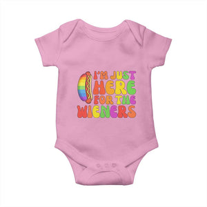 Funny Im Just Here For The Wieners Baby Onesie LGBTQ Pride Party Gift TS12 Light Pink Print Your Wear