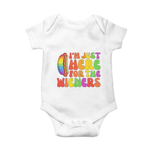 Funny Im Just Here For The Wieners Baby Onesie LGBTQ Pride Party Gift TS12 White Print Your Wear