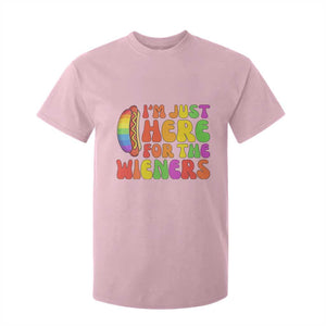 Funny Im Just Here For The Wieners T Shirt For Kid LGBTQ Pride Party Gift TS12 Light Pink Print Your Wear