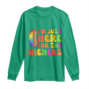 Funny Im Just Here For The Wieners Long Sleeve Shirt LGBTQ Pride Party Gift TS12 Irish Green Print Your Wear