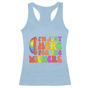 Funny Im Just Here For The Wieners Racerback Tank Top LGBTQ Pride Party Gift TS12 Light Blue Print Your Wear