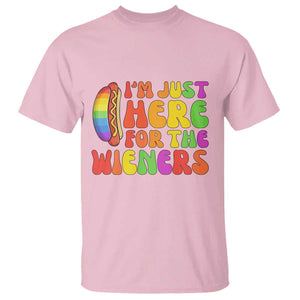 Funny Im Just Here For The Wieners T Shirt LGBTQ Pride Party Gift TS12 Light Pink Print Your Wear