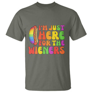 Funny Im Just Here For The Wieners T Shirt LGBTQ Pride Party Gift TS12 Military Green Print Your Wear