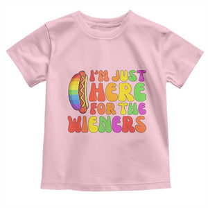 Funny Im Just Here For The Wieners Toddler T Shirt LGBTQ Pride Party Gift TS12 Light Pink Print Your Wear