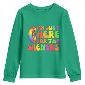 Funny Im Just Here For The Wieners Youth Sweatshirt LGBTQ Pride Party Gift TS12 Irish Green Print Your Wear