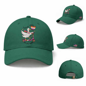 Lesbian Goose On The Loose Baseball Cap Funny LGBTQ Animal Pride Gift