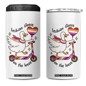 Lesbian Goose On The Loose 4 in 1 Can Cooler Tumbler Funny LGBTQ Animal Pride Gift TS12 One Size: 16 oz White Print Your Wear