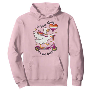 Lesbian Goose On The Loose Hoodie Funny LGBTQ Animal Pride Gift TS12 Light Pink Print Your Wear