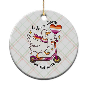 Lesbian Goose On The Loose Ceramic Ornament Funny LGBTQ Animal Pride Gift TS12 1pc Christmas Plaid Print Your Wear