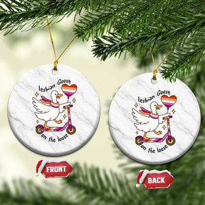 Lesbian Goose On The Loose Ceramic Ornament Funny LGBTQ Animal Pride Gift TS12 1pc White Marble Print Your Wear