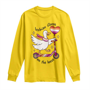 Lesbian Goose On The Loose Long Sleeve Shirt Funny LGBTQ Animal Pride Gift