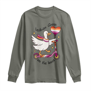 Lesbian Goose On The Loose Long Sleeve Shirt Funny LGBTQ Animal Pride Gift