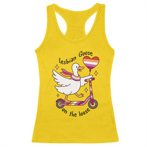 Lesbian Goose On The Loose Racerback Tank Top Funny LGBTQ Animal Pride Gift