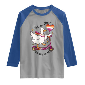 Lesbian Goose On The Loose Raglan Shirt Funny LGBTQ Animal Pride Gift