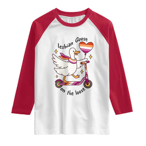 Lesbian Goose On The Loose Raglan Shirt Funny LGBTQ Animal Pride Gift