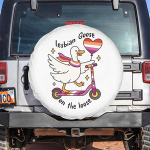 Lesbian Goose On The Loose Spare Tire Cover Funny LGBTQ Animal Pride Gift TS12 No hole White Print Your Wear
