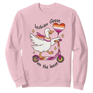Lesbian Goose On The Loose Sweatshirt Funny LGBTQ Animal Pride Gift TS12 Light Pink Print Your Wear