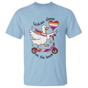 Lesbian Goose On The Loose T Shirt Funny LGBTQ Animal Pride Gift