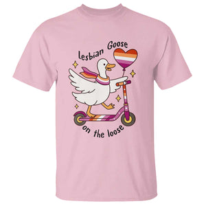 Lesbian Goose On The Loose T Shirt Funny LGBTQ Animal Pride Gift