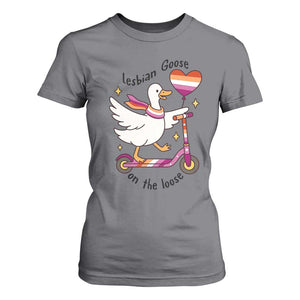 Lesbian Goose On The Loose T Shirt For Women Funny LGBTQ Animal Pride Gift