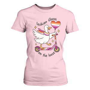 Lesbian Goose On The Loose T Shirt For Women Funny LGBTQ Animal Pride Gift