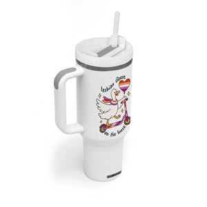Lesbian Goose On The Loose Tumbler With Handle Funny LGBTQ Animal Pride Gift
