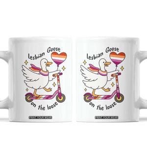 Lesbian Goose On The Loose Coffee Mug Funny LGBTQ Animal Pride Gift