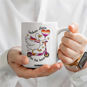 Lesbian Goose On The Loose Coffee Mug Funny LGBTQ Animal Pride Gift