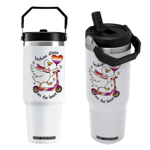 Lesbian Goose On The Loose Flip Straw Tumbler Funny LGBTQ Animal Pride Gift TS12 One Size: 30 oz White Print Your Wear