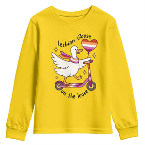 Lesbian Goose On The Loose Youth Sweatshirt Funny LGBTQ Animal Pride Gift TS12 Daisy Print Your Wear