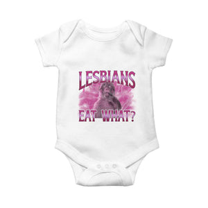 Funny Monkey Meme Lesbians Eat What Baby Onesie LGBTQ Pride Gift
