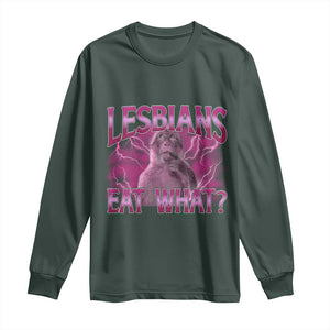 Funny Monkey Meme Lesbians Eat What Long Sleeve Shirt LGBTQ Pride Gift