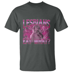 Funny Monkey Meme Lesbians Eat What T Shirt LGBTQ Pride Gift TS12 Dark Heather Print Your Wear