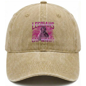 Funny Monkey Meme Lesbians Eat What Washed Cotton Baseball Cap LGBTQ Pride Gift TS12 Print Your Wear