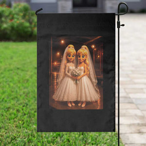 Funny Lesbian Pride Tung Tung Sahur Engagement Gift Garden Flag