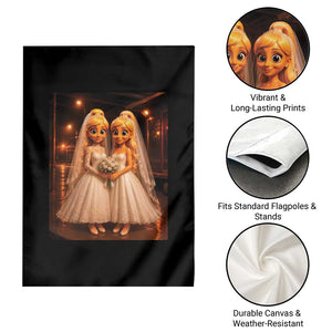Funny Lesbian Pride Tung Tung Sahur Engagement Gift Garden Flag