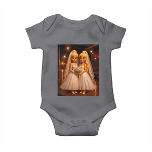 Funny Lesbian Pride Tung Tung Sahur Engagement Gift Baby Onesie TS12 Charcoal Print Your Wear