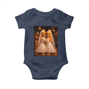 Funny Lesbian Pride Tung Tung Sahur Engagement Gift Baby Onesie TS12 Navy Print Your Wear