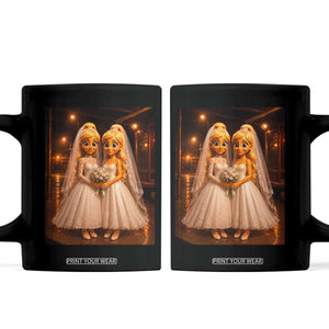 Funny Lesbian Pride Tung Tung Sahur Engagement Gift Coffee Mug TS12 Black Print Your Wear