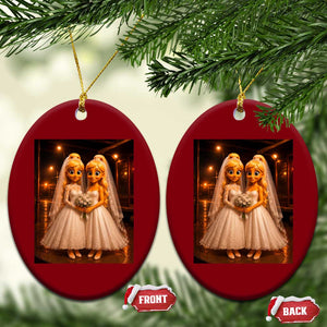 Funny Lesbian Pride Tung Tung Sahur Engagement Gift Ceramic Ornament