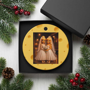 Funny Lesbian Pride Tung Tung Sahur Engagement Gift Ceramic Ornament