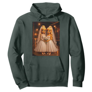 Funny Lesbian Pride Tung Tung Sahur Engagement Gift Hoodie TS12 Dark Forest Green Print Your Wear