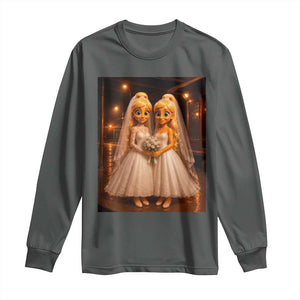 Funny Lesbian Pride Tung Tung Sahur Engagement Gift Long Sleeve Shirt TS12 Dark Heather Print Your Wear