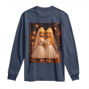 Funny Lesbian Pride Tung Tung Sahur Engagement Gift Long Sleeve Shirt TS12 Navy Print Your Wear