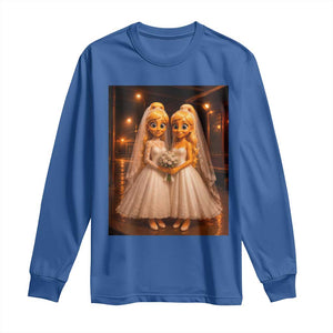 Funny Lesbian Pride Tung Tung Sahur Engagement Gift Long Sleeve Shirt TS12 Royal Blue Print Your Wear