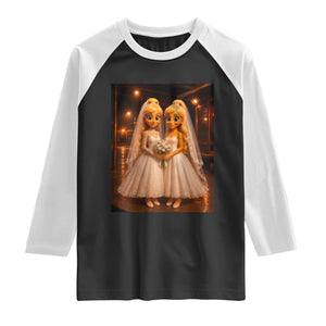 Funny Lesbian Pride Tung Tung Sahur Engagement Gift Raglan Shirt TS12 Black White Print Your Wear