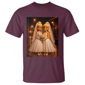 Funny Lesbian Pride Tung Tung Sahur Engagement Gift T Shirt