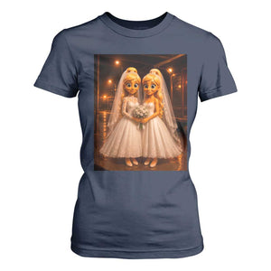 Funny Lesbian Pride Tung Tung Sahur Engagement Gift T Shirt For Women TS12 Navy Print Your Wear